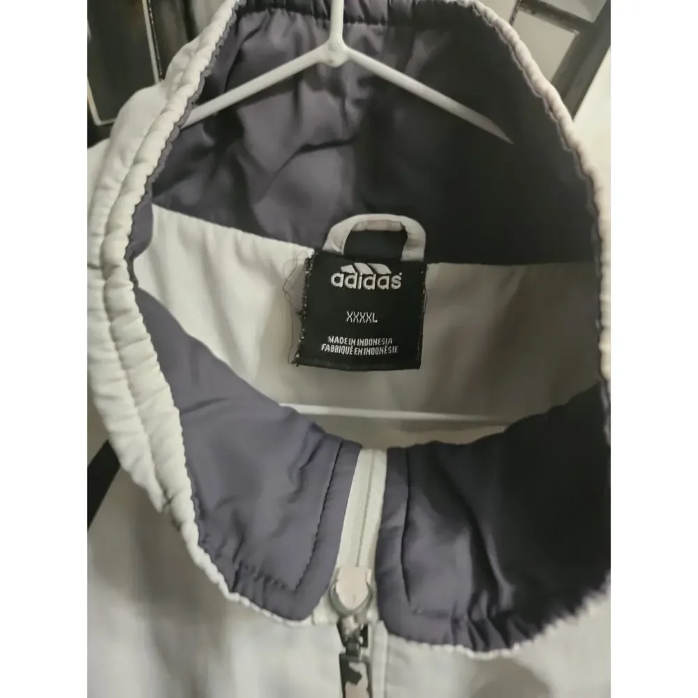 Vintage Adidas, white windbreaker, 3 stripes, jacket 1990